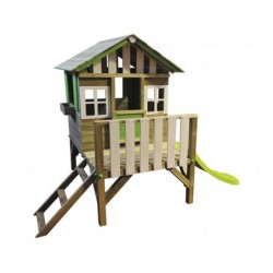 Casinha Infantil Verde Elevada Lollipop com Escorrega de Masgames MA800533