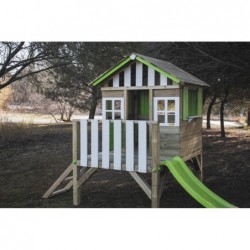 Casinha Infantil Verde Elevada Lollipop com Escorrega de Masgames MA800533 | Piscinasdesmontaveisweb