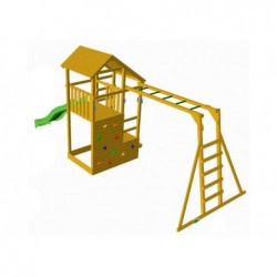 Parque Infantil Teide com Escada de Macaco e Baloiço Individual de Masgames MA700105