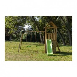 Parque Infantil de Madeira Tibidabo XL com Casinha e Baloiço Duplo Masgames MA700255 | Piscinasdesmontaveisweb