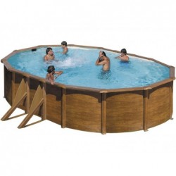Piscina Oval Imitação Madeira Pac. 500x300x120 Cm Gre Kit500w